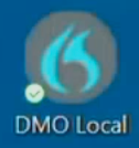 DMO Local desktop icon: blue Dragon flame on a grey tile