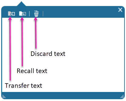 Dictation Box toolbar: Transfer, Recall, Discard