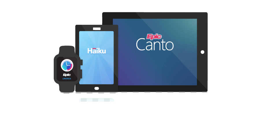 Epic mobile apps on a watch, phone, and tablet: Limerick, Haiku, and Canto