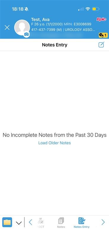Notes Entry in Haiku with the pencil icon at the top right