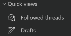 Followed threads under Quick views