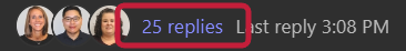 Replies link under a post